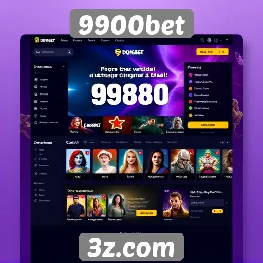 Interface e design do site 9900bet em foco